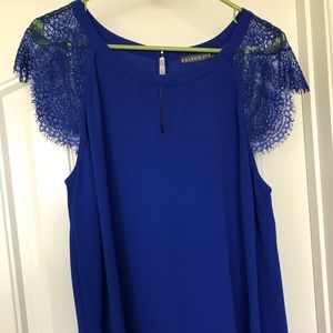 Cobalt blue lace cap sleeve blouse NWT